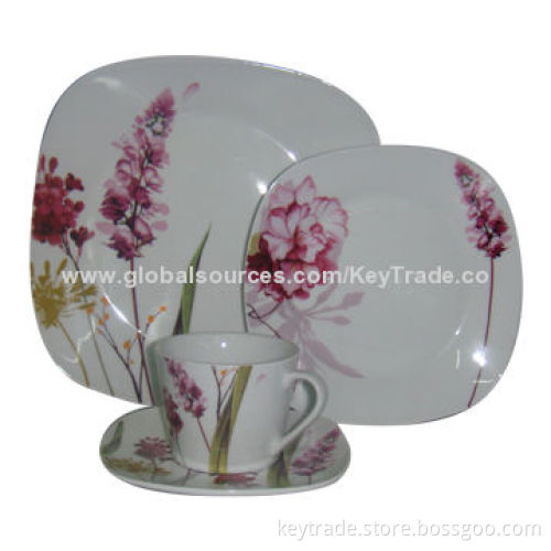 Fine Porcelain 30pcs Dinner Set in New Square Shape, with Decal